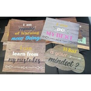 Motivational Posters 20 Pack Growth Mindset 12"x9" Classroom Inspire Encourage